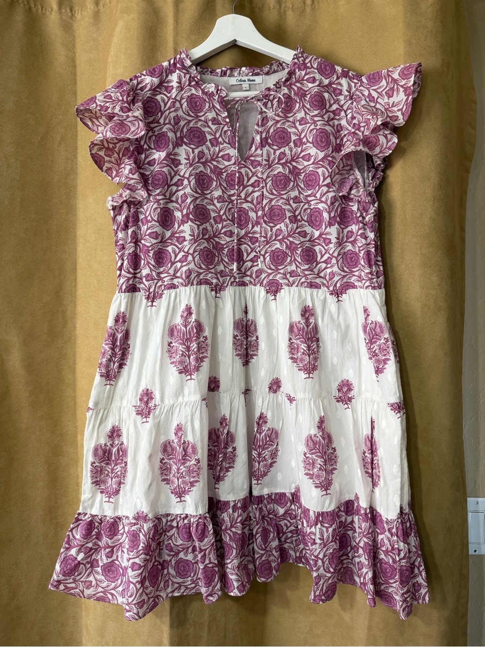 Celina Moon cotton floral dress with flutter sleeves